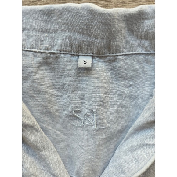 S&L Women's Linen Button-Up Shirt Size S Light Blue Long Sleeve - Picture 3 of 10
